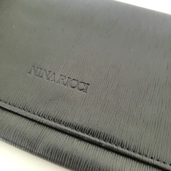 Nina Ricci Envelope Card Bill Holder Black Wallet Long Leather Vintage Italian - Picture 11 of 11